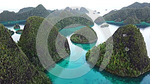 Aerial of Islands and Calm Lagoon in Wayag, Raja Ampat