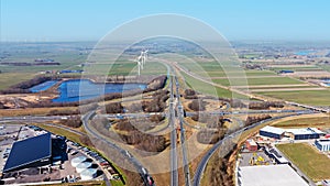 Aerial from junction Hattemerbroek, intersection between the highways A50 and A28 in the Netherlands photo