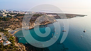 Aerial Konnos beach, Protaras, Cyprus