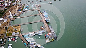 Aerial Labuan Bajo Port gate to the famous Komodo Island in East Nusa Tenggara Indonesia.