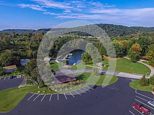 Aerial of Lake Redman in William Kain Park in Jacobus, Pennsylvania