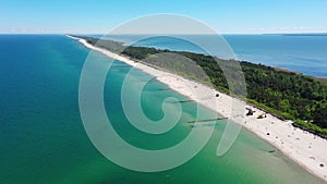 Aerial landscape of the beach in Wladyslawowo by the Baltic Sea at summer.