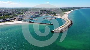 Aerial landscape of the beach in Wladyslawowo by the Baltic Sea at summer.