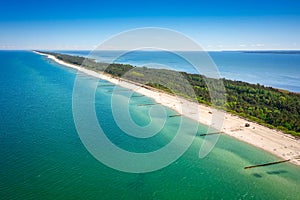 Aerial landscape of the beach in Wladyslawowo by the Baltic Sea at summer. Poland