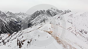 Aerial landscape of beautiful winter mountains