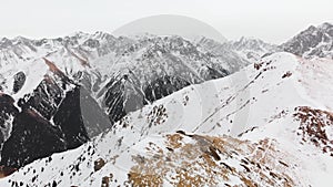 Aerial landscape of beautiful winter mountains