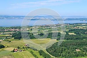 Aerial landscape with Boden lake photo