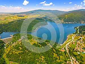 Aerial landscape of Bovan lake in Serbia