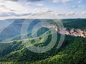 Aerial landscape of Chapada dos GuimarÃÂ£es National Park during summer in Mato Grosso photo