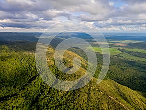 Aerial landscape of Chapada dos GuimarÃÂ£es National Park during summer in Mato Grosso photo