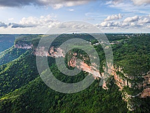 Aerial landscape of Chapada dos GuimarÃÂ£es National Park during summer in Mato Grosso photo