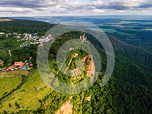 Aerial landscape of Chapada dos GuimarÃÂ£es National Park during summer in Mato Grosso photo