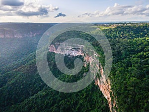 Aerial landscape of Chapada dos GuimarÃÂ£es National Park during summer in Mato Grosso photo