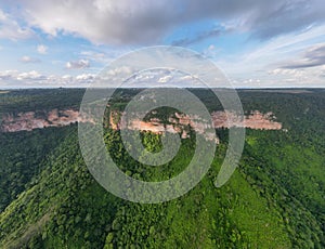 Aerial landscape of Chapada dos GuimarÃ£es National Park during summer in Mato Grosso