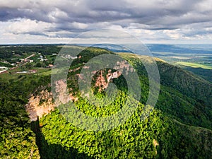 Aerial landscape of Chapada dos GuimarÃ£es National Park during summer in Mato Grosso