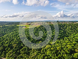 Aerial landscape of Chapada dos GuimarÃ£es National Park during summer in Mato Grosso