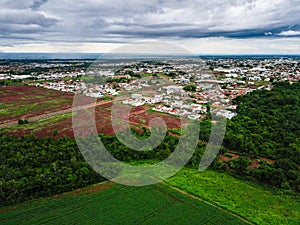 Aerial Landscape of field during summer in city of Tangara da Serra in Mato Grosso