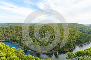 Aerial landscape of forest and river