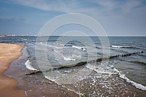 Aerial landscape of the harbor in Wladyslawowo at Baltic Sea. Poland