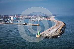 Aerial landscape of the harbor in Wladyslawowo at Baltic Sea. Poland