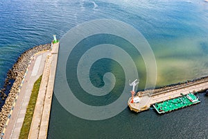 Aerial landscape of harbor in Wladyslawowo by the Baltic Sea at summer. Poland