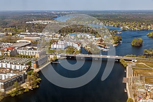 Aerial landscape with Havel river. Berlin suburb, Germany