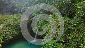 Aerial landscape of Kawasan Falls with green nature and natural tropic environment in Philppines