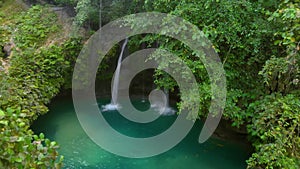 Aerial landscape of Kawasan Falls with green nature and natural tropic environment in Philppines