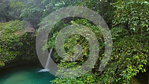 Aerial landscape of Kawasan Falls with green nature and natural tropic environment in Philppines