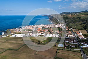 Aerial landscape in Maia city on San Miguel, Azores islands