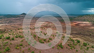 Aerial landscape of the masaai land in Tanzania