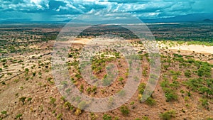 Aerial landscape of the masaai land in Tanzania