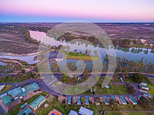 Aerial landscape of Murray River flowing.