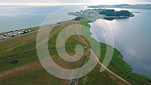 Aerial landscape of MÃ¶nchgut peninsula on the island of RÃ¼gen in the Baltic Sea in Germany