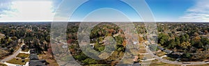 Aerial landscape of residential area during fall in Decatur Atlanta Georgia