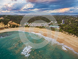 Aerial landscape of Sorrento Back beach and All Smiles wedding v