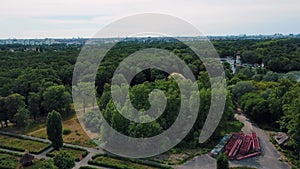 Aerial landscape of Spreepark abandoned amusement park near Treptower park Berlin