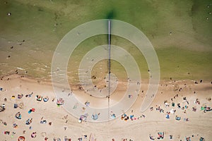 Aerial landscape of the summer beach in Leba at Baltic Sea, Poland