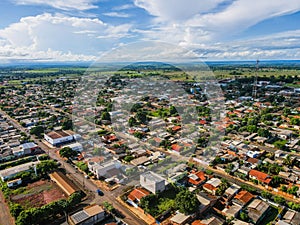 Aerial landscape during summer in city of Tangara da Serra in Mato Grosso