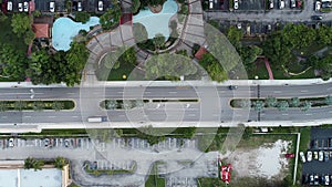 Aerial landscape of traffic at famous avenue of Miami USA.