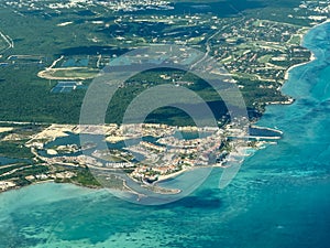 aerial landscape view of area along shoreline at Cap Cana Marina