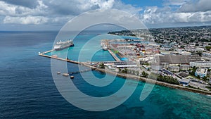 aerial landscape view of area around the port of Bridgetown, Barbados