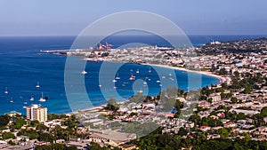 Aerial landscape view of Bay Area of Carlisle Bay at Bridgetown