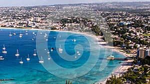 Aerial landscape view of Bay Area of Carlisle Bay at Bridgetown