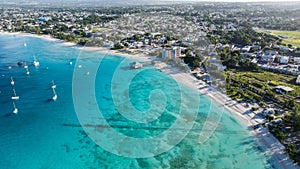 Aerial landscape view of Bay Area of Carlisle Bay at Bridgetown, around \