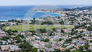 Aerial landscape view of Bay Area of Carlisle Bay at Bridgetown, Capital of Barbados