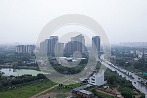 Aerial landscape view of Dwarka Expressway, View of a newly city being built