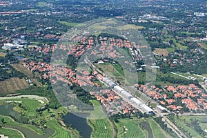 Aerial landscape view of housing estates in thailand