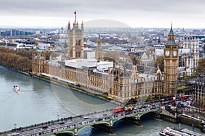 Aerial landscape view from the London eye