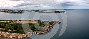 Aerial landscape view of Pendennis Castle in Cornwall